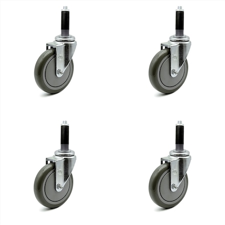 Service Caster 5 Inch Gray Polyurethane Wheel Swivel 7/8 Inch Expanding Stem Caster Set SCC SCC-EX20S514-PPUB-MTG41-4